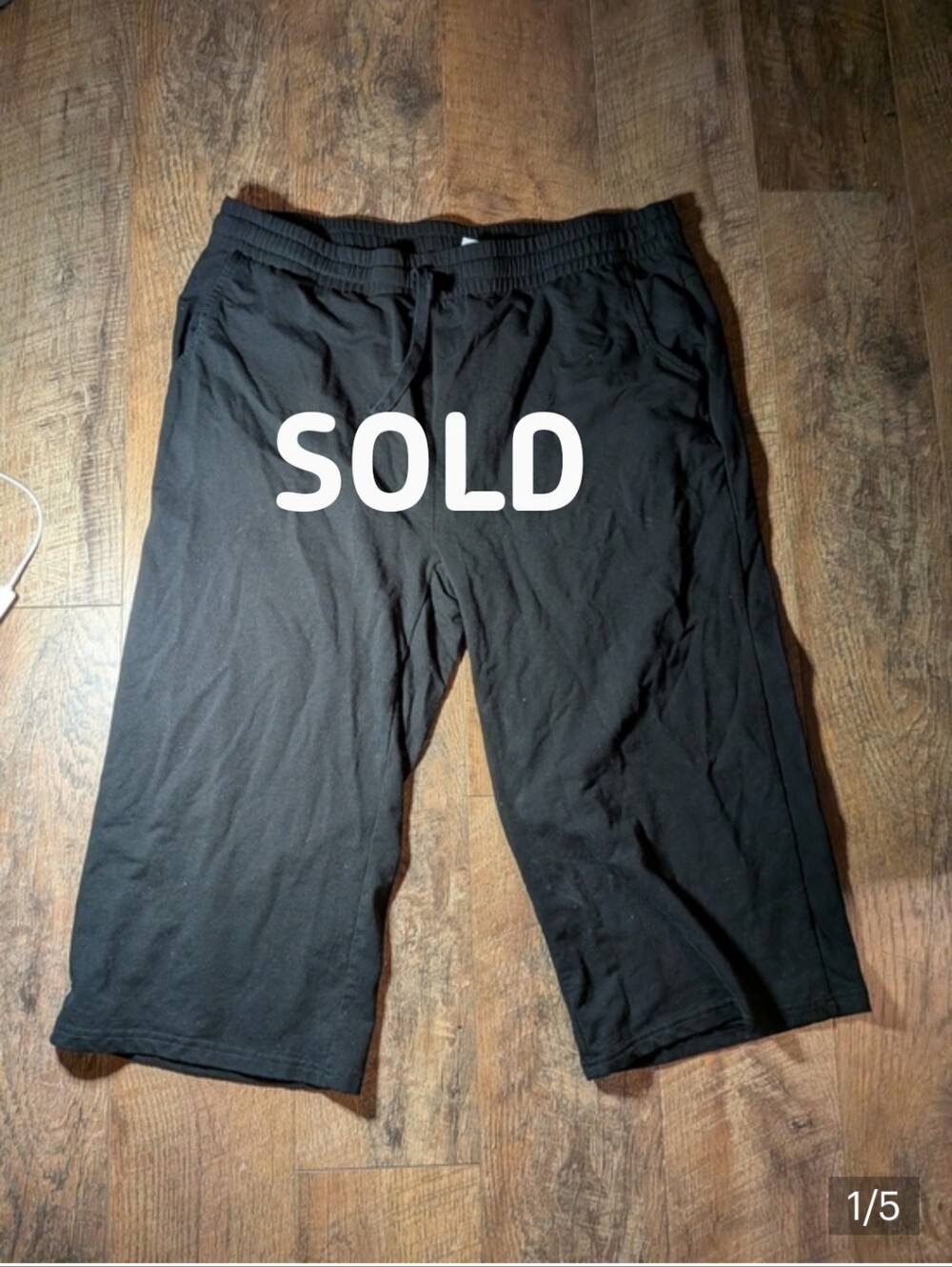 SOLD DO NOT BUY Black Wide leg Cotton Drawstring Lounge Capri